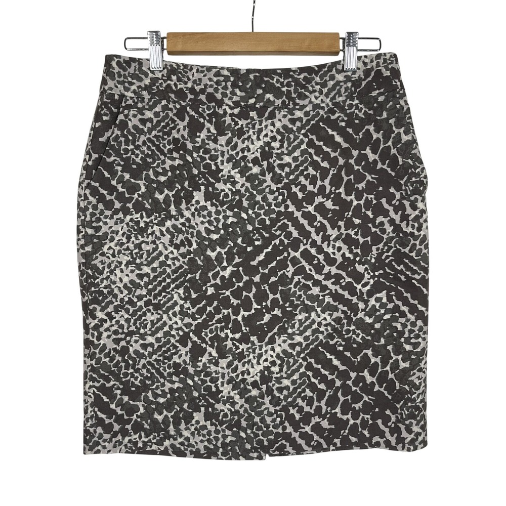 LOFT Women's Pencil Skirt‎ Size 6 Animal Print Black White Work Career Office